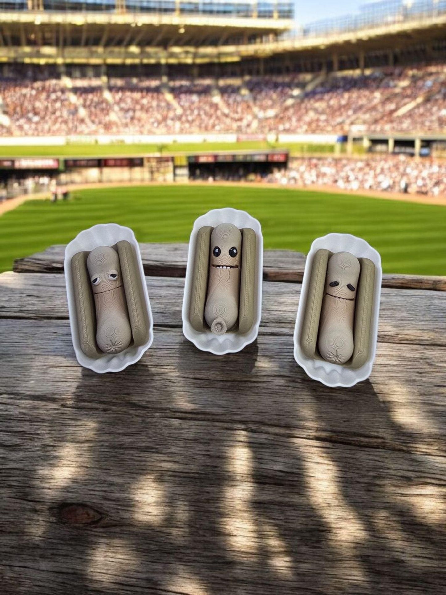 Lil Frankie & Mystery Meats, 3d printed, Hot Dogs Buns, Baseball, 3d Printed Chatty Hotdogs, Picnic Hotdogs, Unique Gifts, Fridge Magnets