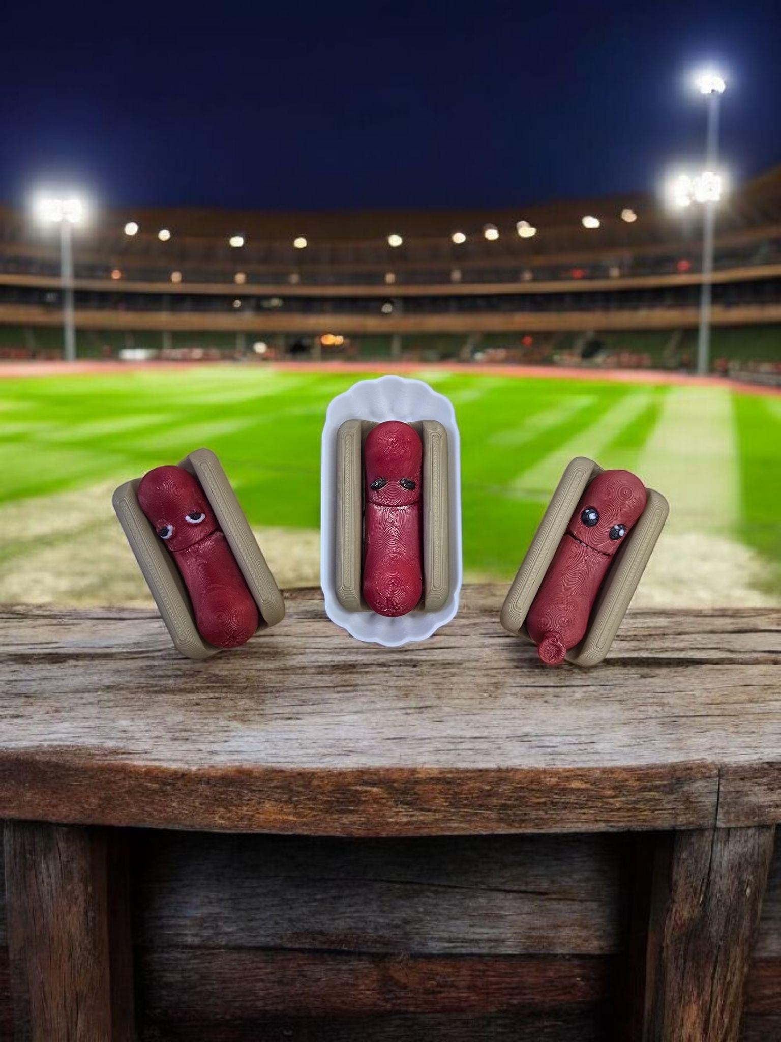 Lil Frankie & Mystery Meats, 3d printed, Hot Dogs Buns, Baseball, 3d Printed Chatty Hotdogs, Picnic Hotdogs, Unique Gifts, Fridge Magnets