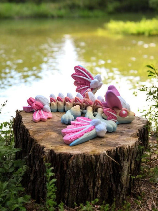 3D Printed Winged Bunny Dragon, Easter Gift, Easter Dragon, Pastel Rainbow Dragon, Feathered Dragon, Unique Gifts
